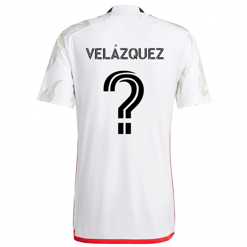 Niño Fútbol Camiseta Ougir Velázquez #0 Blanco Rojo Negro 2ª Equipación 2024/25 México