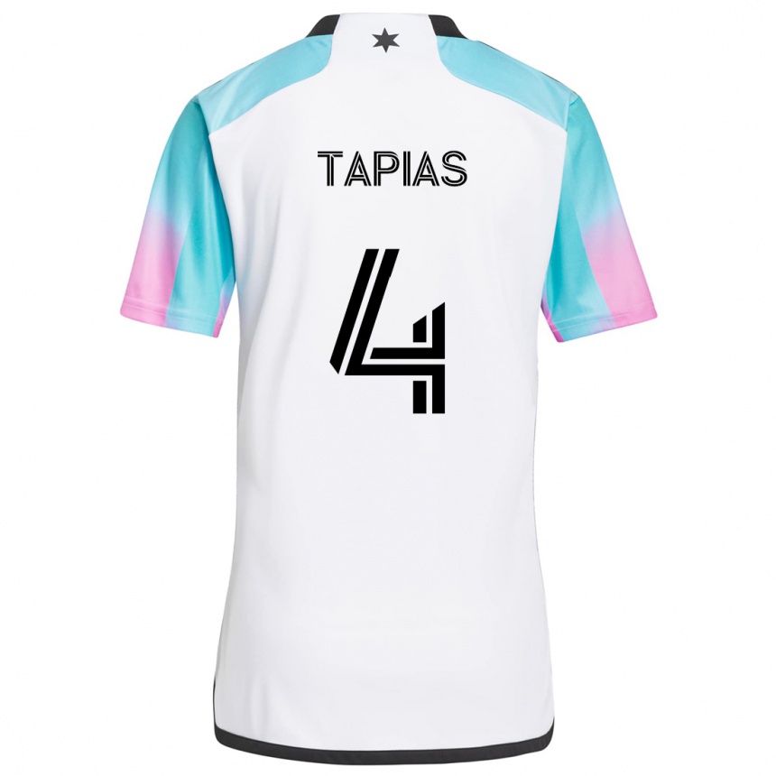 Niño Fútbol Camiseta Miguel Tapias #4 Blanco Azul Negro 2ª Equipación 2024/25 México