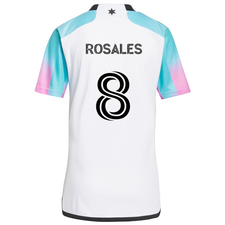 Niño Fútbol Camiseta Joseph Rosales #8 Blanco Azul Negro 2ª Equipación 2024/25 México