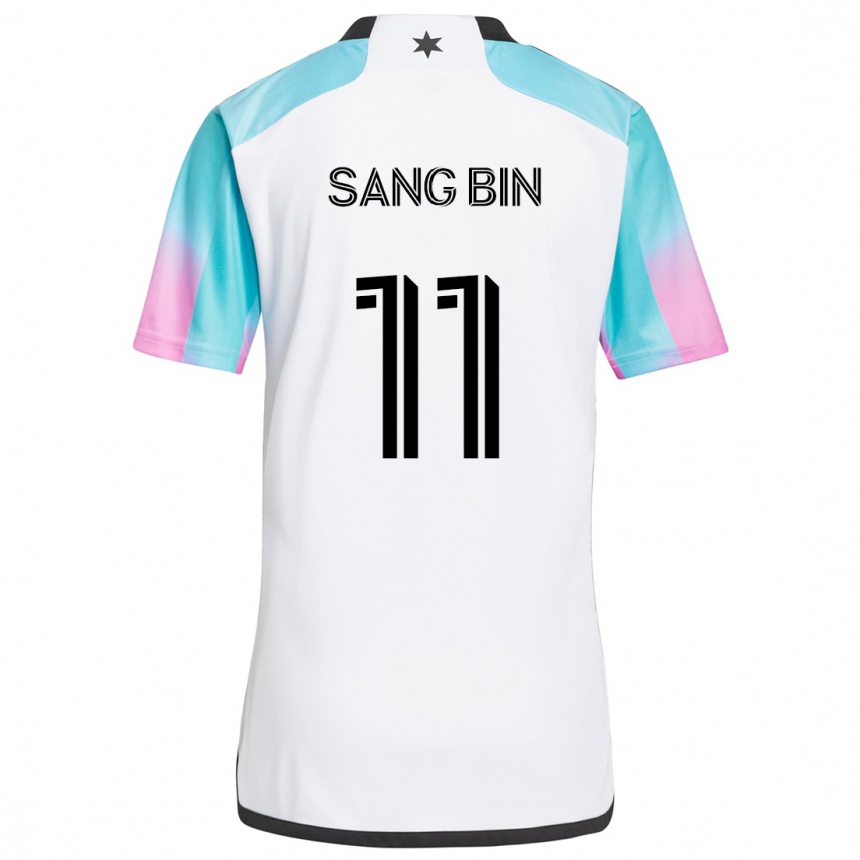 Niño Fútbol Camiseta Sang-Bin Jeong #11 Blanco Azul Negro 2ª Equipación 2024/25 México