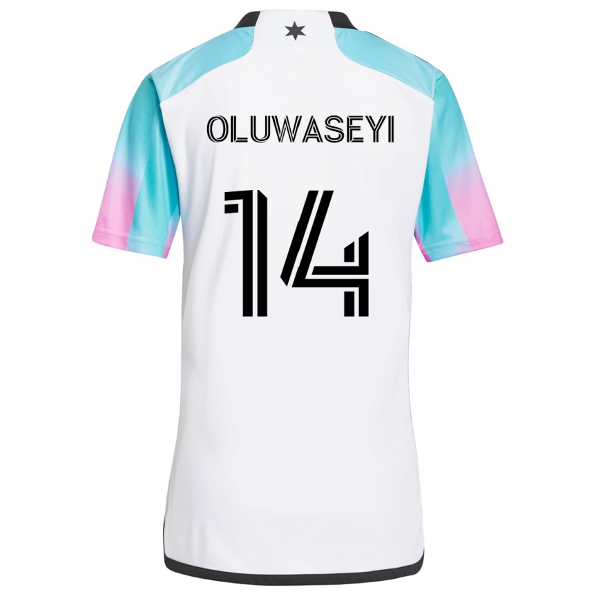 Niño Fútbol Camiseta Tani Oluwaseyi #14 Blanco Azul Negro 2ª Equipación 2024/25 México