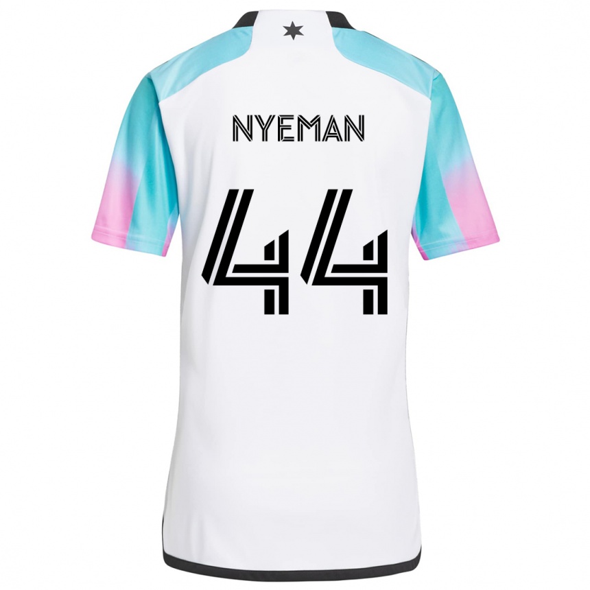 Niño Fútbol Camiseta Moses Nyeman #44 Blanco Azul Negro 2ª Equipación 2024/25 México