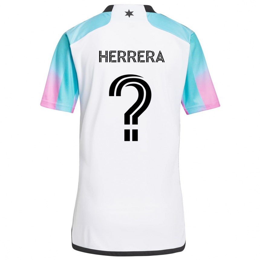 Niño Fútbol Camiseta Oscar Herrera #0 Blanco Azul Negro 2ª Equipación 2024/25 México