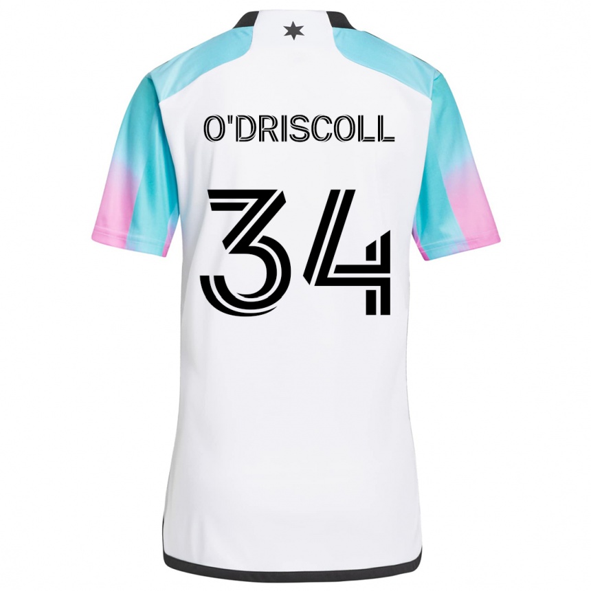 Niño Fútbol Camiseta Rory O'driscoll #34 Blanco Azul Negro 2ª Equipación 2024/25 México