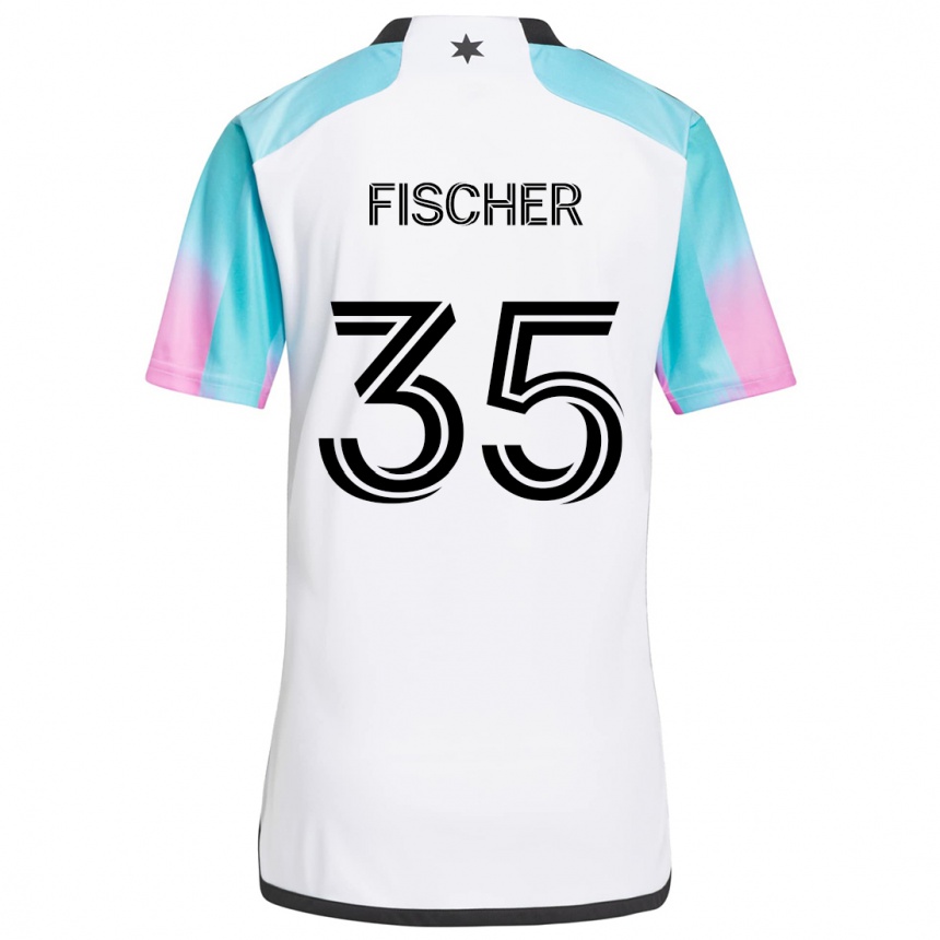 Niño Fútbol Camiseta Britton Fischer #35 Blanco Azul Negro 2ª Equipación 2024/25 México