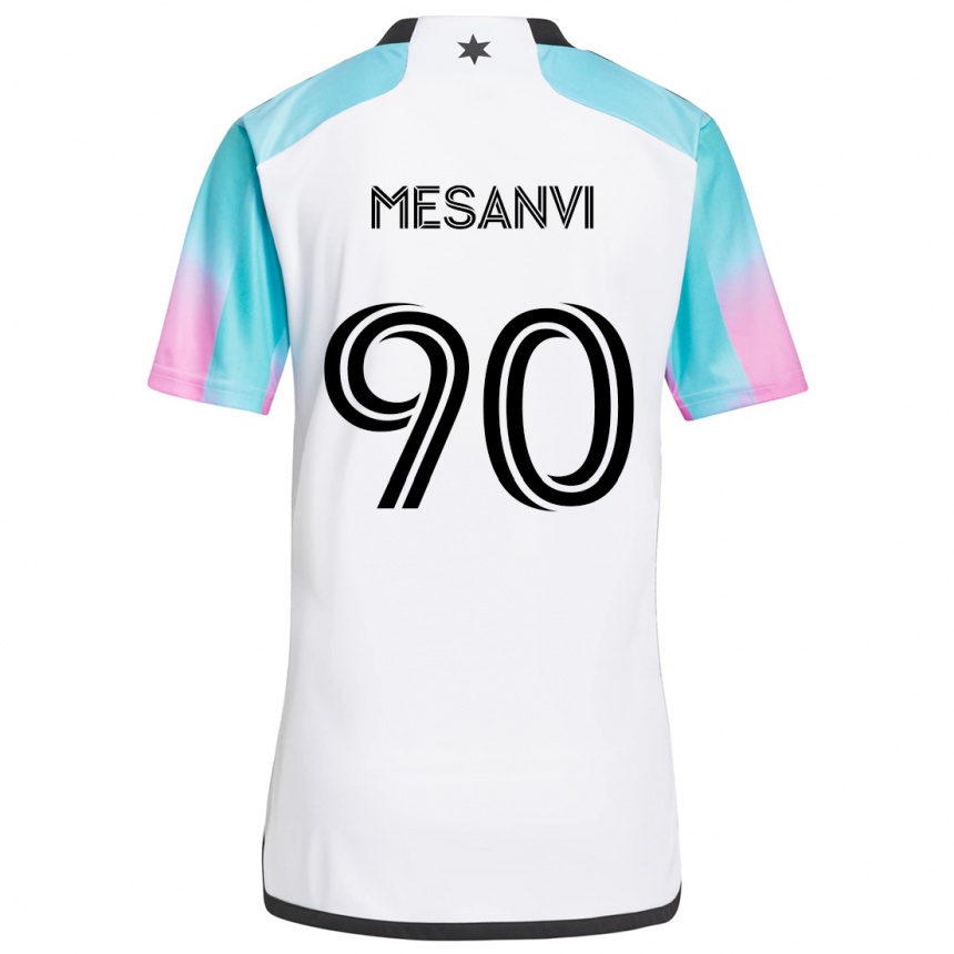 Niño Fútbol Camiseta Loïc Mesanvi #90 Blanco Azul Negro 2ª Equipación 2024/25 México