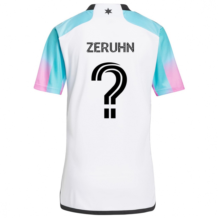 Niño Fútbol Camiseta Kai Zeruhn #0 Blanco Azul Negro 2ª Equipación 2024/25 México