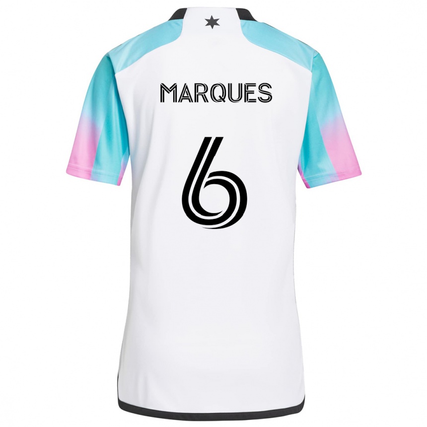 Niño Fútbol Camiseta Mikael Marqués #6 Blanco Azul Negro 2ª Equipación 2024/25 México