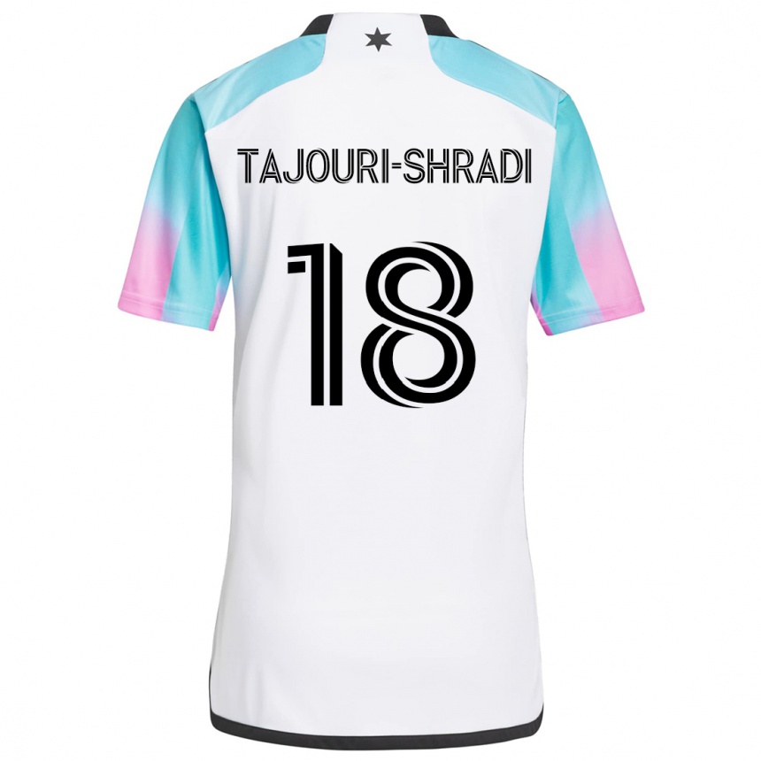 Niño Fútbol Camiseta Ismael Tajouri-Shradi #18 Blanco Azul Negro 2ª Equipación 2024/25 México