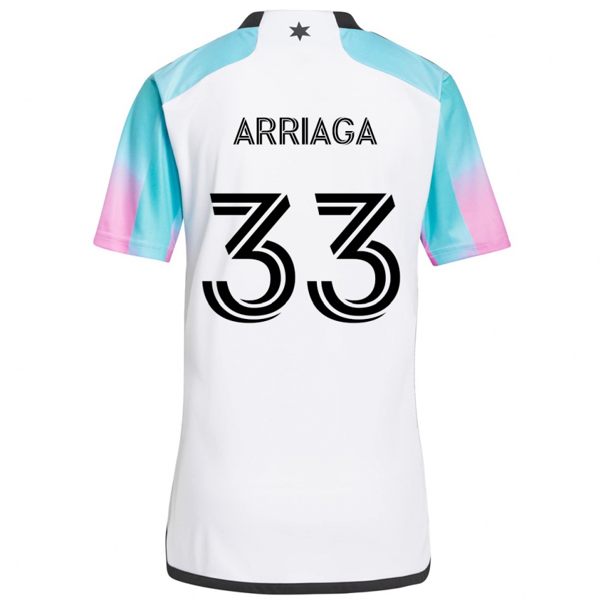 Niño Fútbol Camiseta Kervin Arriaga #33 Blanco Azul Negro 2ª Equipación 2024/25 México