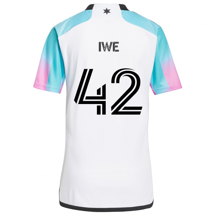 Niño Fútbol Camiseta Emmanuel Iwe #42 Blanco Azul Negro 2ª Equipación 2024/25 México