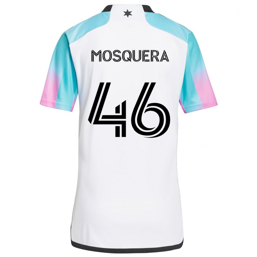 Niño Fútbol Camiseta Juan Camilo Mosquera #46 Blanco Azul Negro 2ª Equipación 2024/25 México