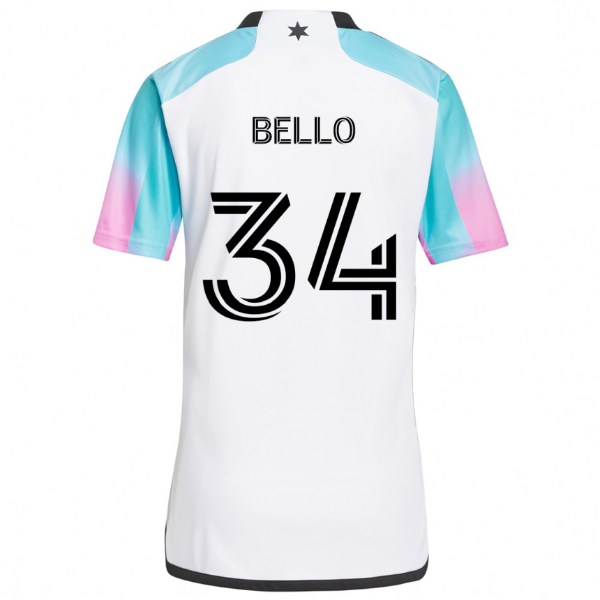 Niño Fútbol Camiseta Zaydan Bello #34 Blanco Azul Negro 2ª Equipación 2024/25 México