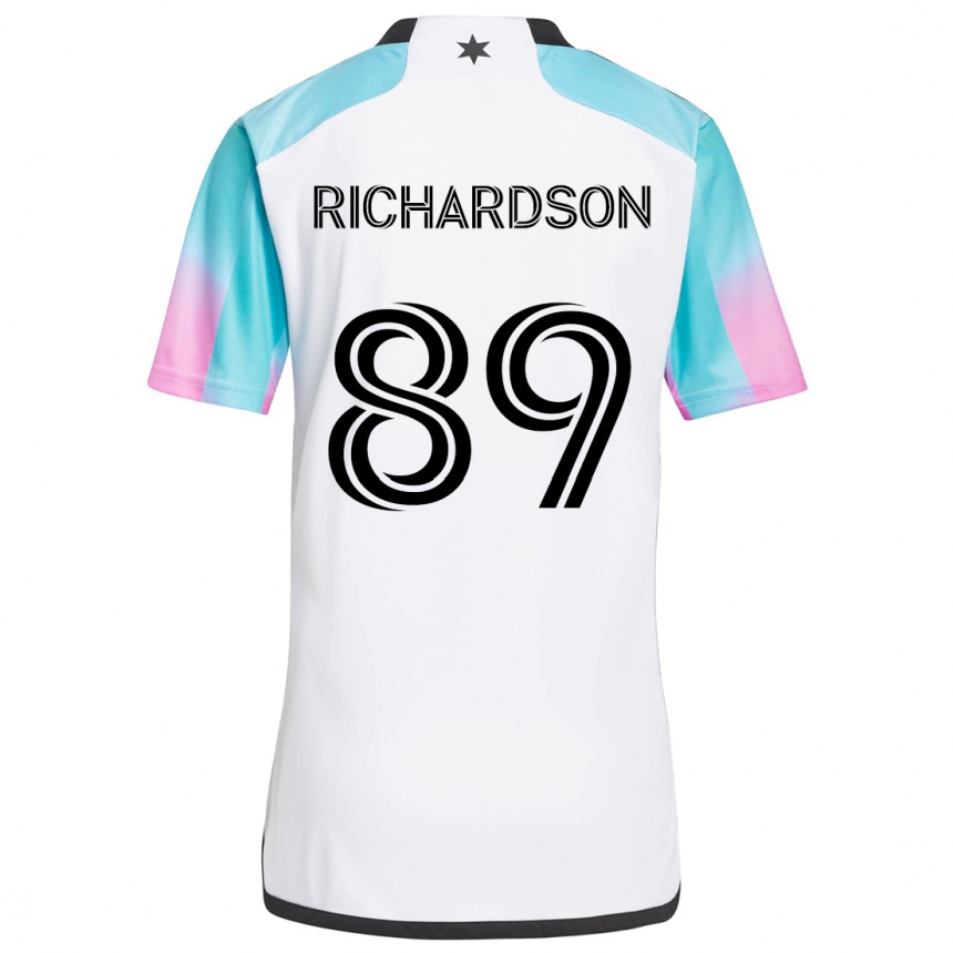 Niño Fútbol Camiseta Nick Richardson #89 Blanco Azul Negro 2ª Equipación 2024/25 México