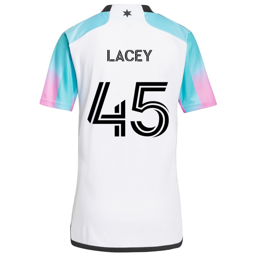 Niño Fútbol Camiseta Kameron Lacey #45 Blanco Azul Negro 2ª Equipación 2024/25 México