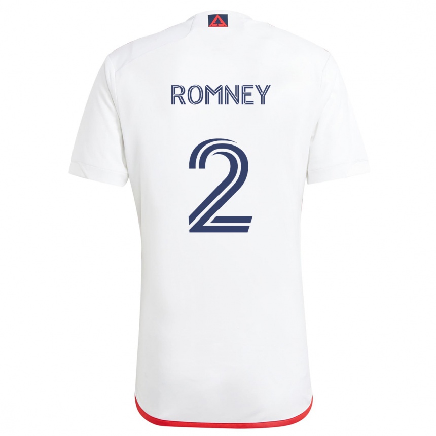 Niño Fútbol Camiseta Dave Romney #2 Blanco Rojo 2ª Equipación 2024/25 México