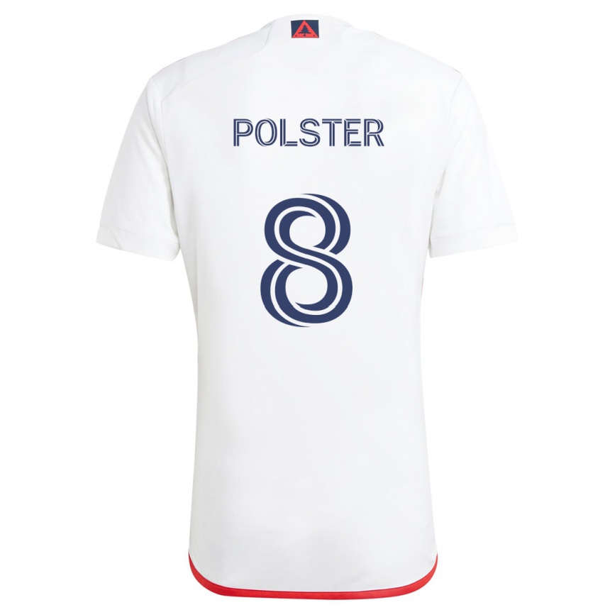 Niño Fútbol Camiseta Matt Polster #8 Blanco Rojo 2ª Equipación 2024/25 México