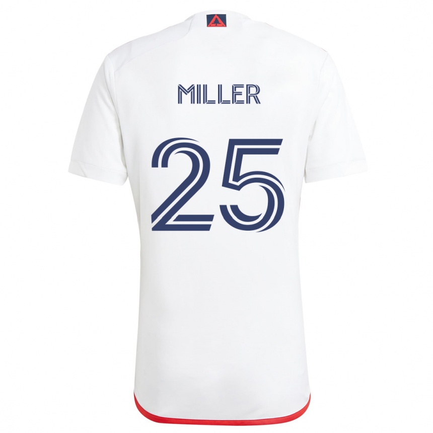 Niño Fútbol Camiseta Peyton Miller #25 Blanco Rojo 2ª Equipación 2024/25 México