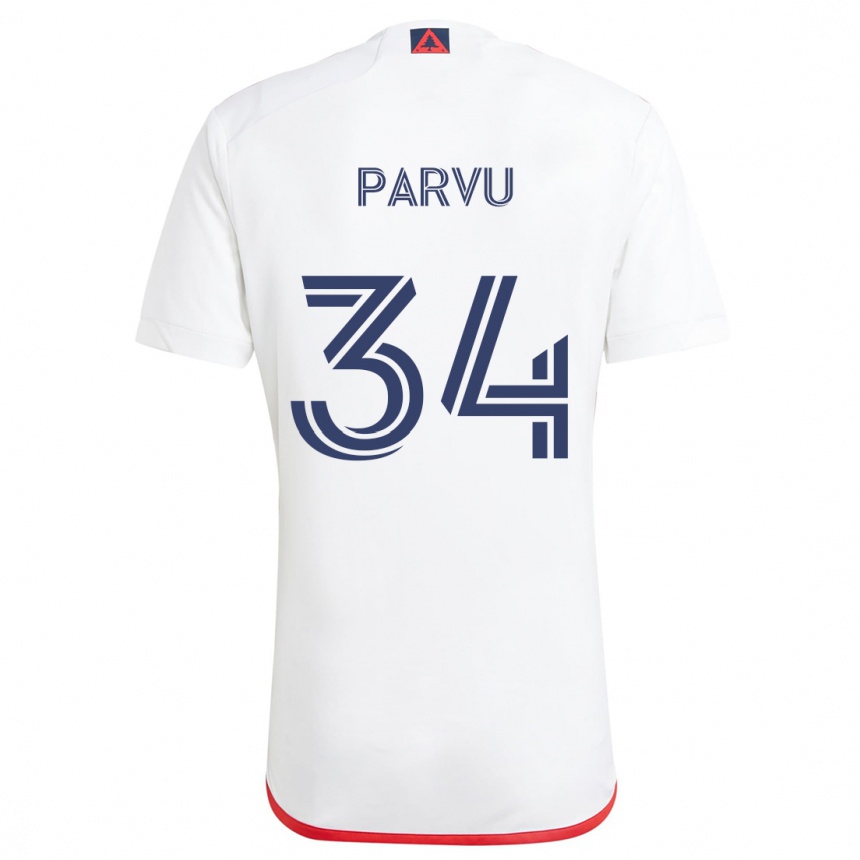 Niño Fútbol Camiseta Alexandru Parvu #34 Blanco Rojo 2ª Equipación 2024/25 México