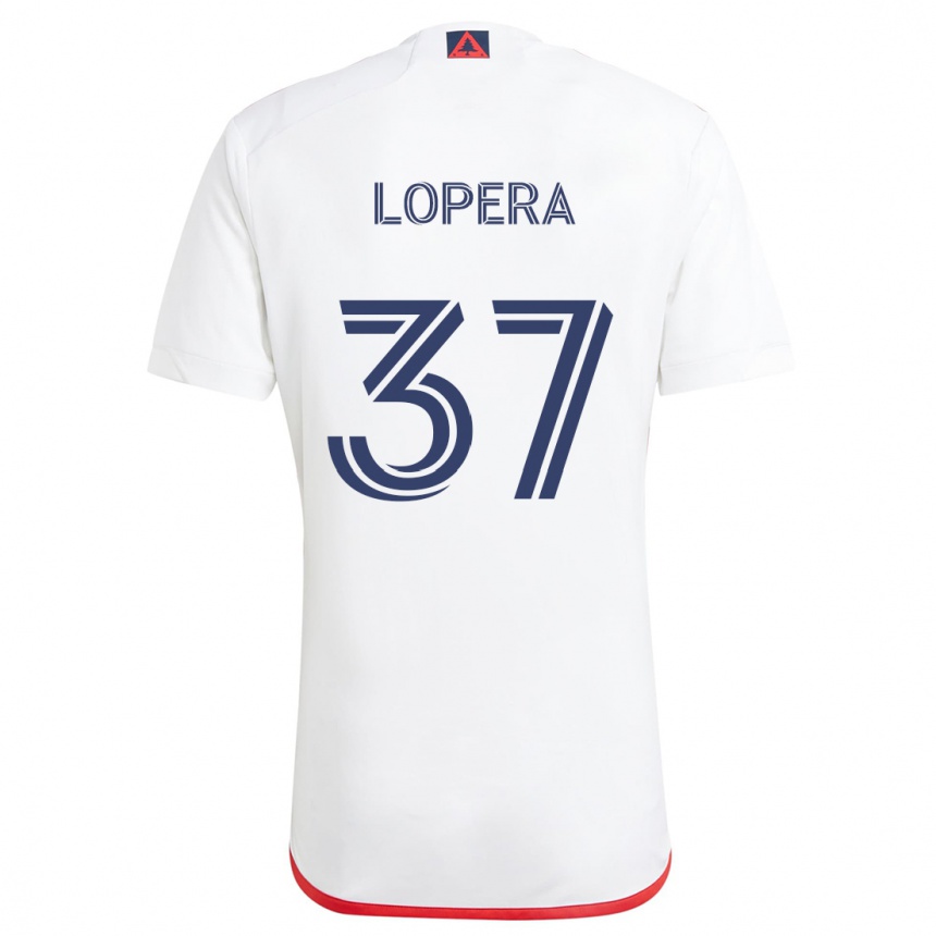 Niño Fútbol Camiseta Steban Lopera #37 Blanco Rojo 2ª Equipación 2024/25 México