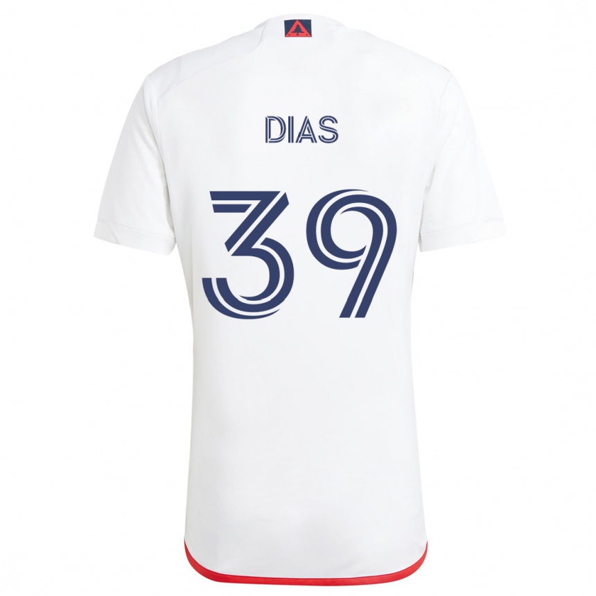 Niño Fútbol Camiseta Marcos Dias #39 Blanco Rojo 2ª Equipación 2024/25 México