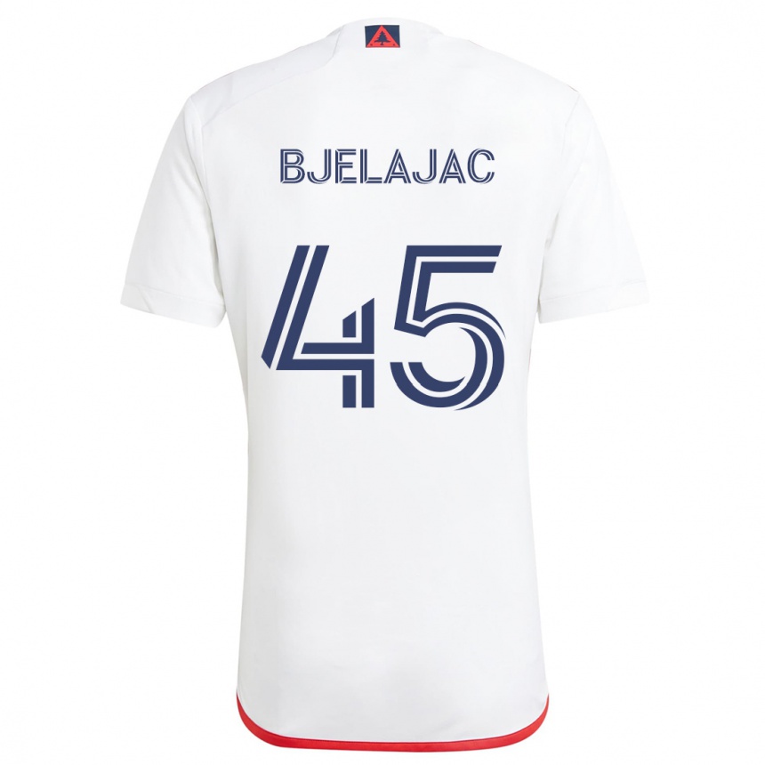 Niño Fútbol Camiseta Andrej Bjelajac #45 Blanco Rojo 2ª Equipación 2024/25 México