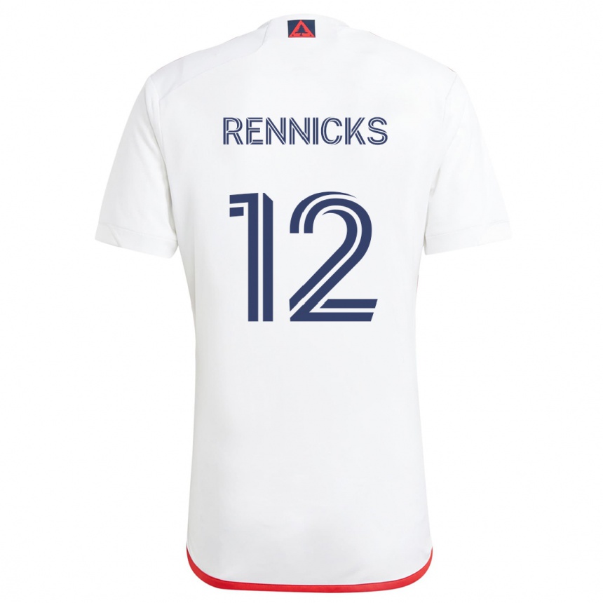 Niño Fútbol Camiseta Justin Rennicks #12 Blanco Rojo 2ª Equipación 2024/25 México