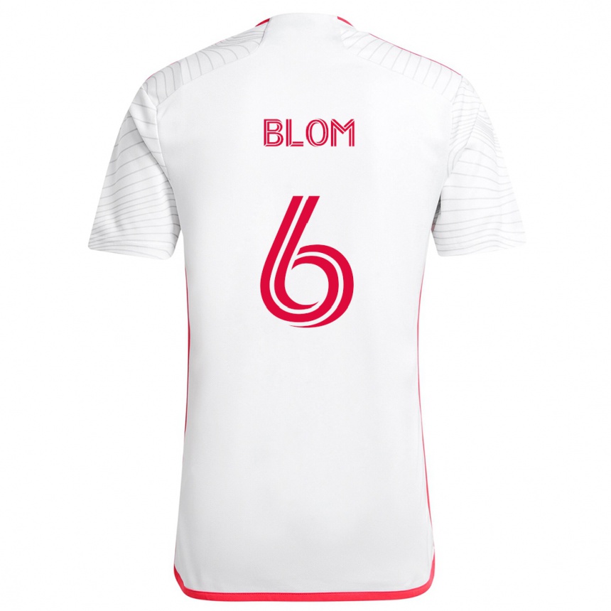 Niño Fútbol Camiseta Njabulo Blom #6 Blanco Rojo 2ª Equipación 2024/25 México