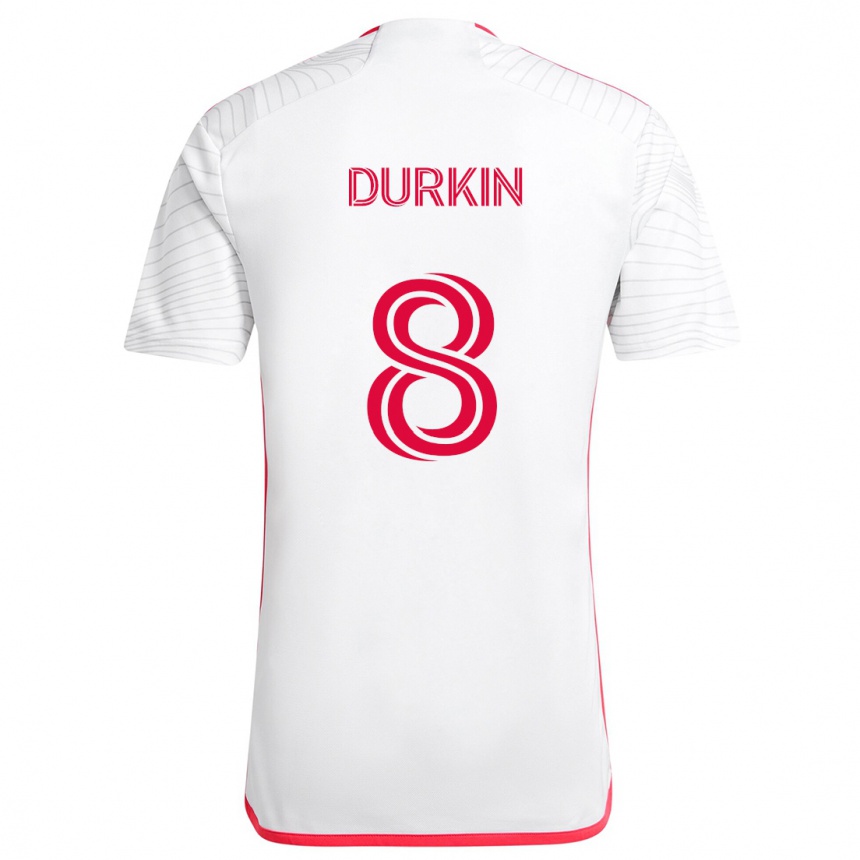 Niño Fútbol Camiseta Chris Durkin #8 Blanco Rojo 2ª Equipación 2024/25 México