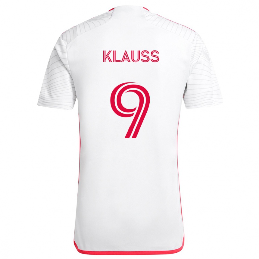 Niño Fútbol Camiseta João Klauss #9 Blanco Rojo 2ª Equipación 2024/25 México