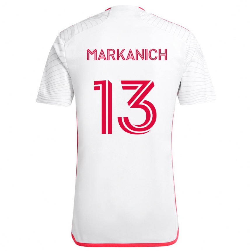 Niño Fútbol Camiseta Anthony Markanich #13 Blanco Rojo 2ª Equipación 2024/25 México