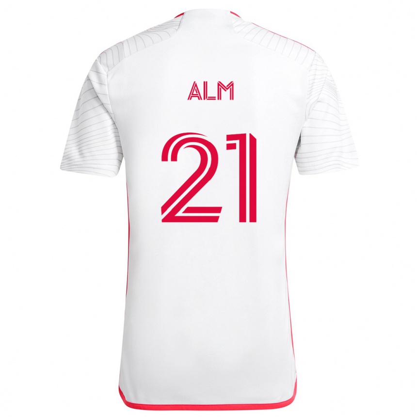 Niño Fútbol Camiseta Rasmus Alm #21 Blanco Rojo 2ª Equipación 2024/25 México