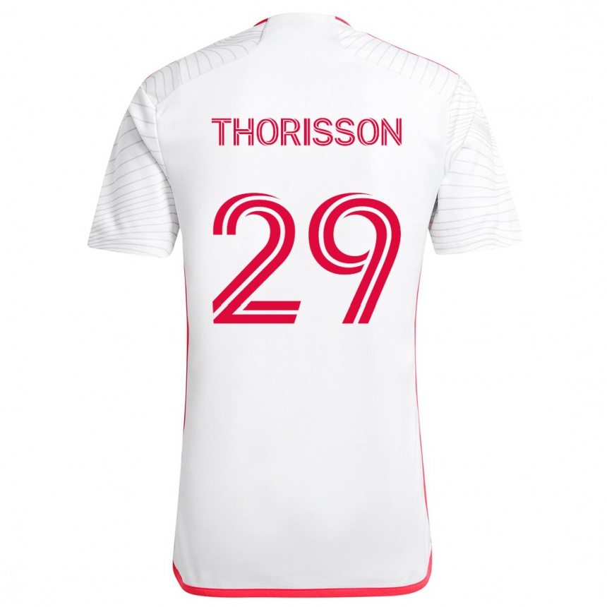 Niño Fútbol Camiseta Nökkvi Thórisson #29 Blanco Rojo 2ª Equipación 2024/25 México