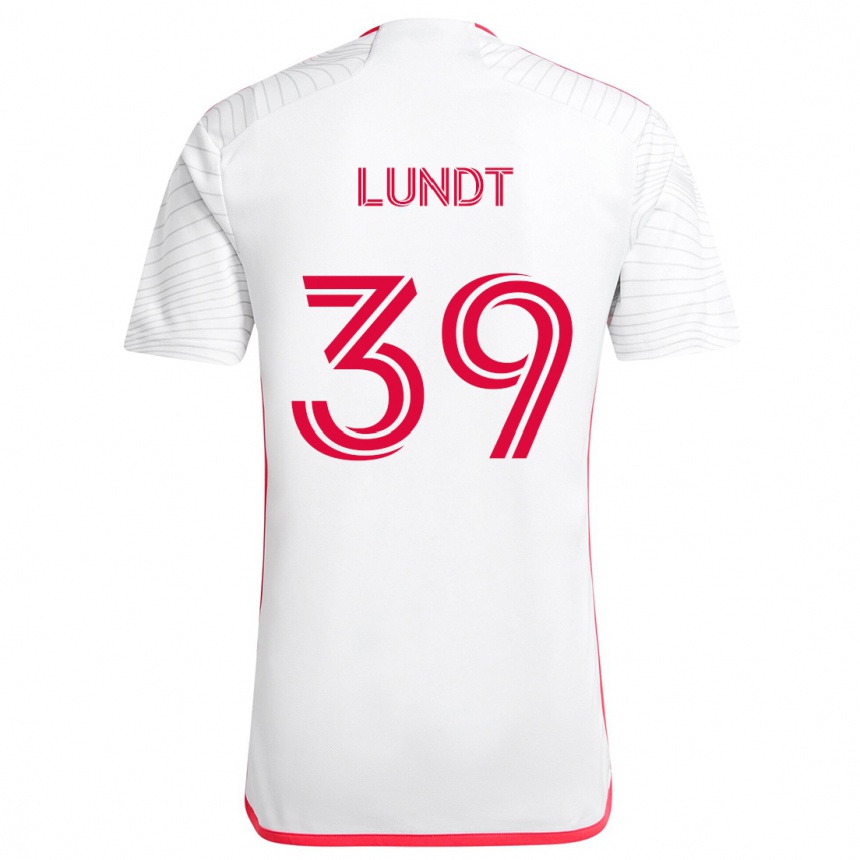 Niño Fútbol Camiseta Ben Lundt #39 Blanco Rojo 2ª Equipación 2024/25 México