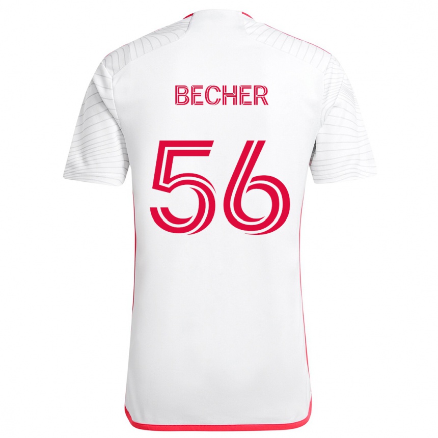 Niño Fútbol Camiseta Ryan Becher #56 Blanco Rojo 2ª Equipación 2024/25 México