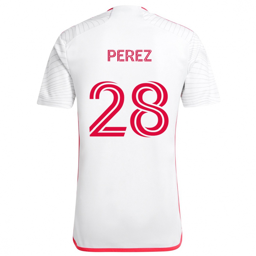 Niño Fútbol Camiseta Miguel Perez #28 Blanco Rojo 2ª Equipación 2024/25 México