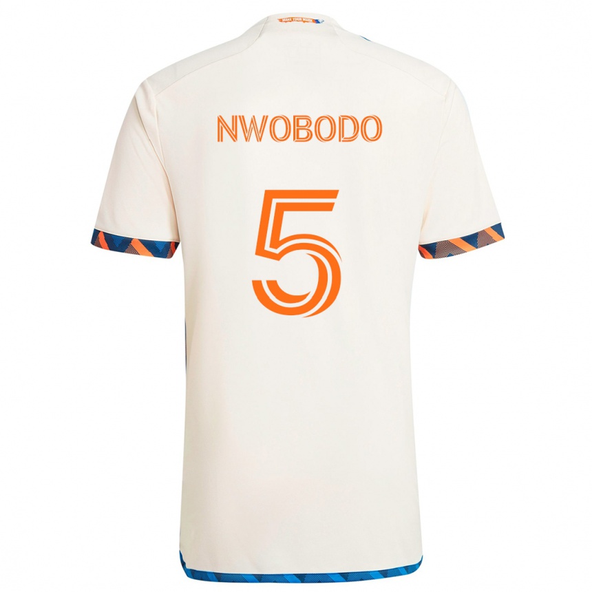 Niño Fútbol Camiseta Obinna Nwobodo #5 Blanco Naranja 2ª Equipación 2024/25 México