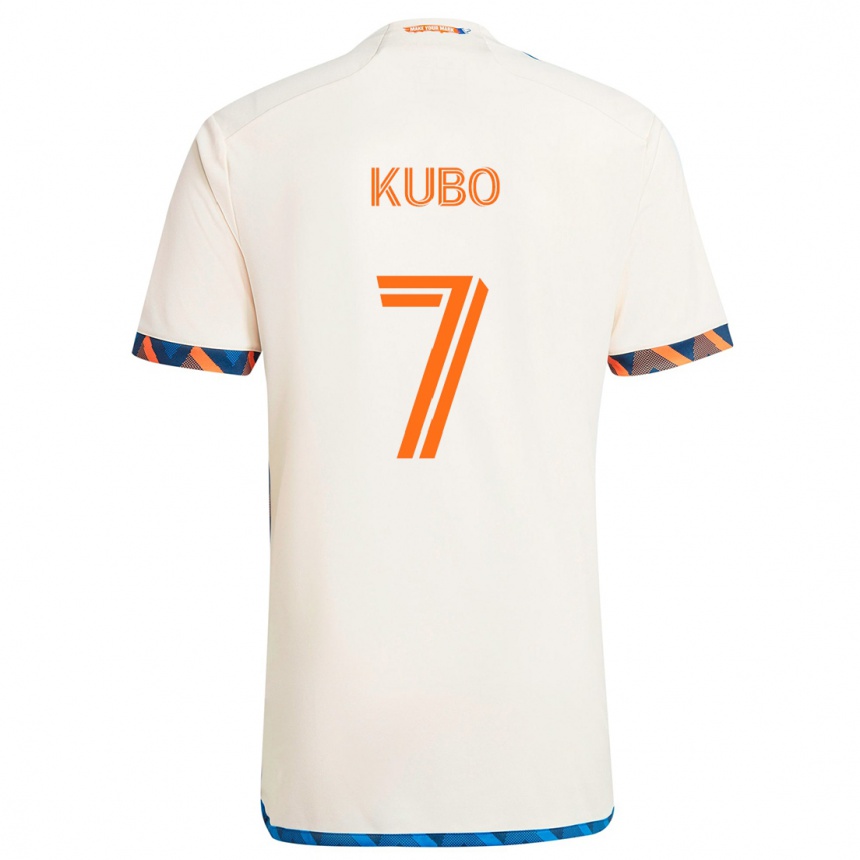 Niño Fútbol Camiseta Yuya Kubo #7 Blanco Naranja 2ª Equipación 2024/25 México