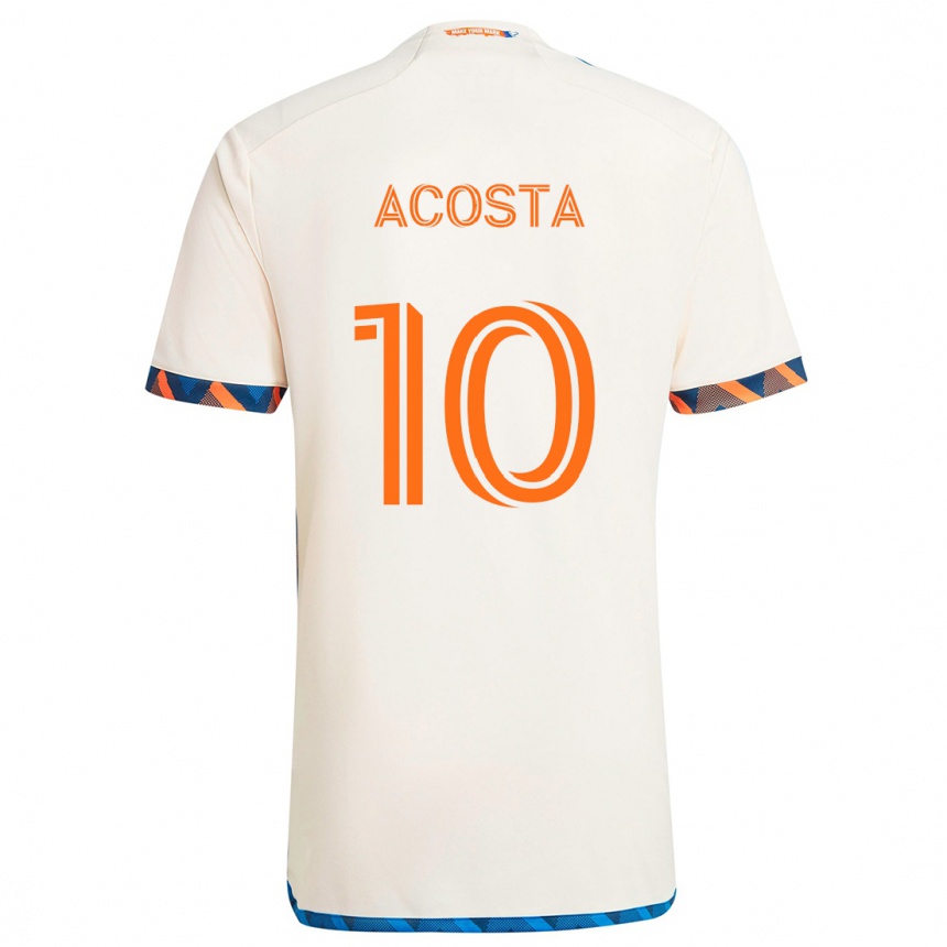 Niño Fútbol Camiseta Luciano Acosta #10 Blanco Naranja 2ª Equipación 2024/25 México