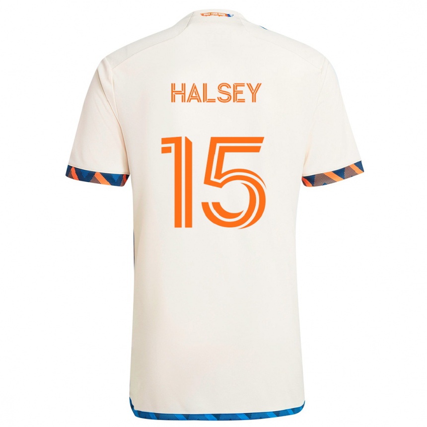 Niño Fútbol Camiseta Bret Halsey #15 Blanco Naranja 2ª Equipación 2024/25 México