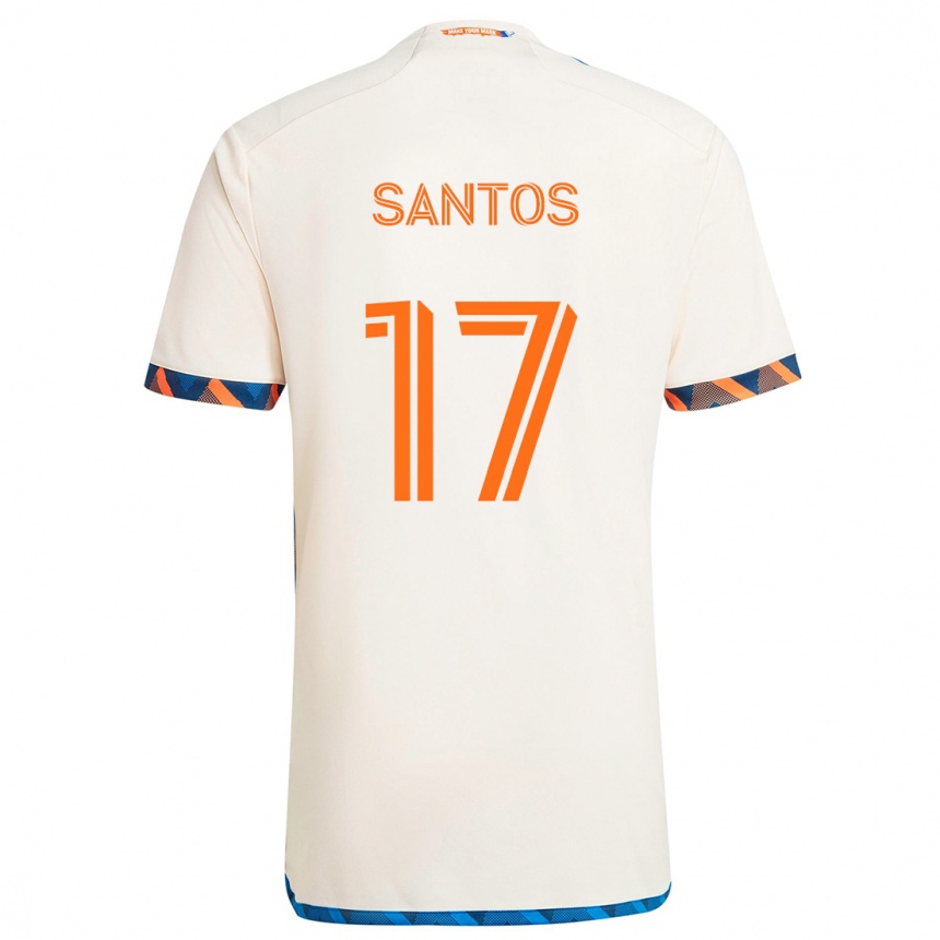 Niño Fútbol Camiseta Sergio Santos #17 Blanco Naranja 2ª Equipación 2024/25 México