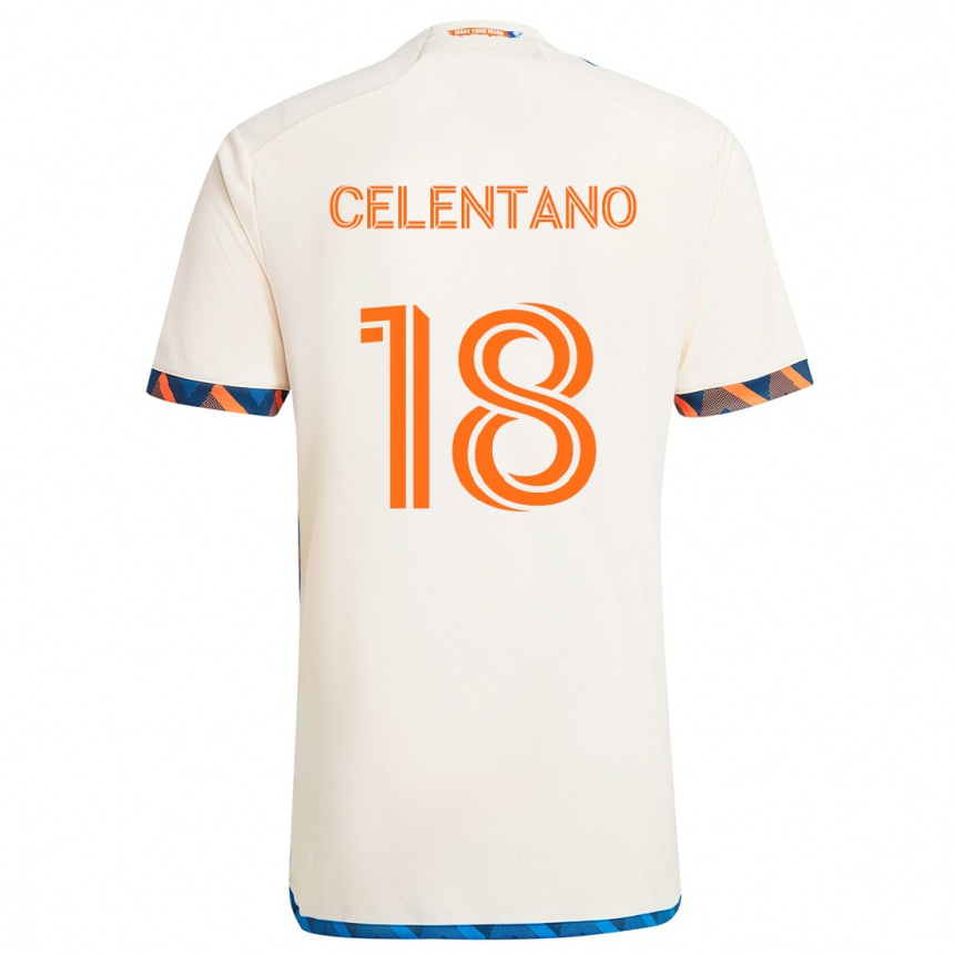 Niño Fútbol Camiseta Roman Celentano #18 Blanco Naranja 2ª Equipación 2024/25 México