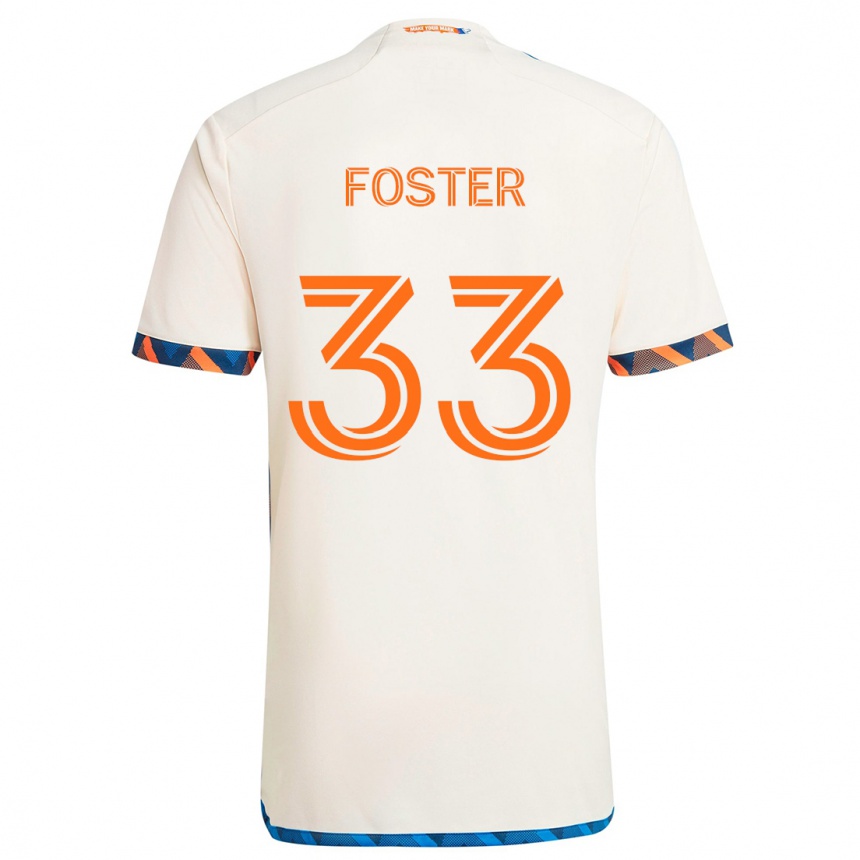 Niño Fútbol Camiseta Isaiah Foster #33 Blanco Naranja 2ª Equipación 2024/25 México