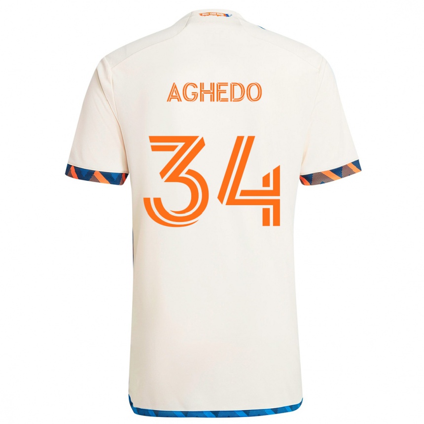 Niño Fútbol Camiseta London Aghedo #34 Blanco Naranja 2ª Equipación 2024/25 México