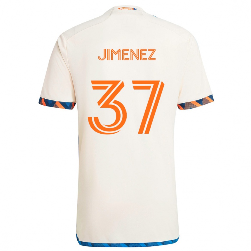 Niño Fútbol Camiseta Stiven Jimenez #37 Blanco Naranja 2ª Equipación 2024/25 México