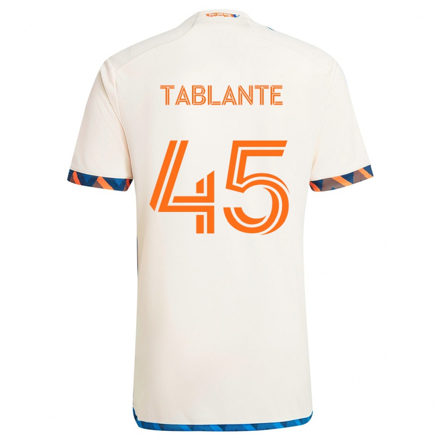 Niño Fútbol Camiseta Moises Tablante #45 Blanco Naranja 2ª Equipación 2024/25 México