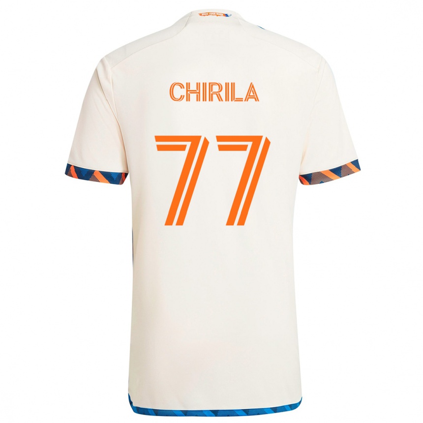 Niño Fútbol Camiseta Stefan Chirila #77 Blanco Naranja 2ª Equipación 2024/25 México