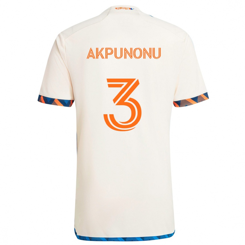 Niño Fútbol Camiseta Joey Akpunonu #3 Blanco Naranja 2ª Equipación 2024/25 México