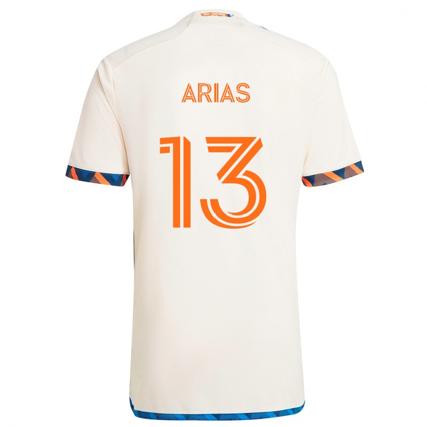 Niño Fútbol Camiseta Santiago Arias #13 Blanco Naranja 2ª Equipación 2024/25 México