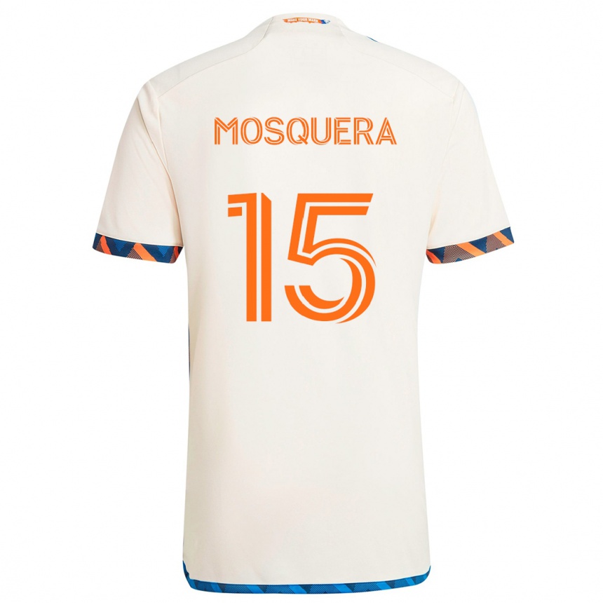 Niño Fútbol Camiseta Yerson Mosquera #15 Blanco Naranja 2ª Equipación 2024/25 México